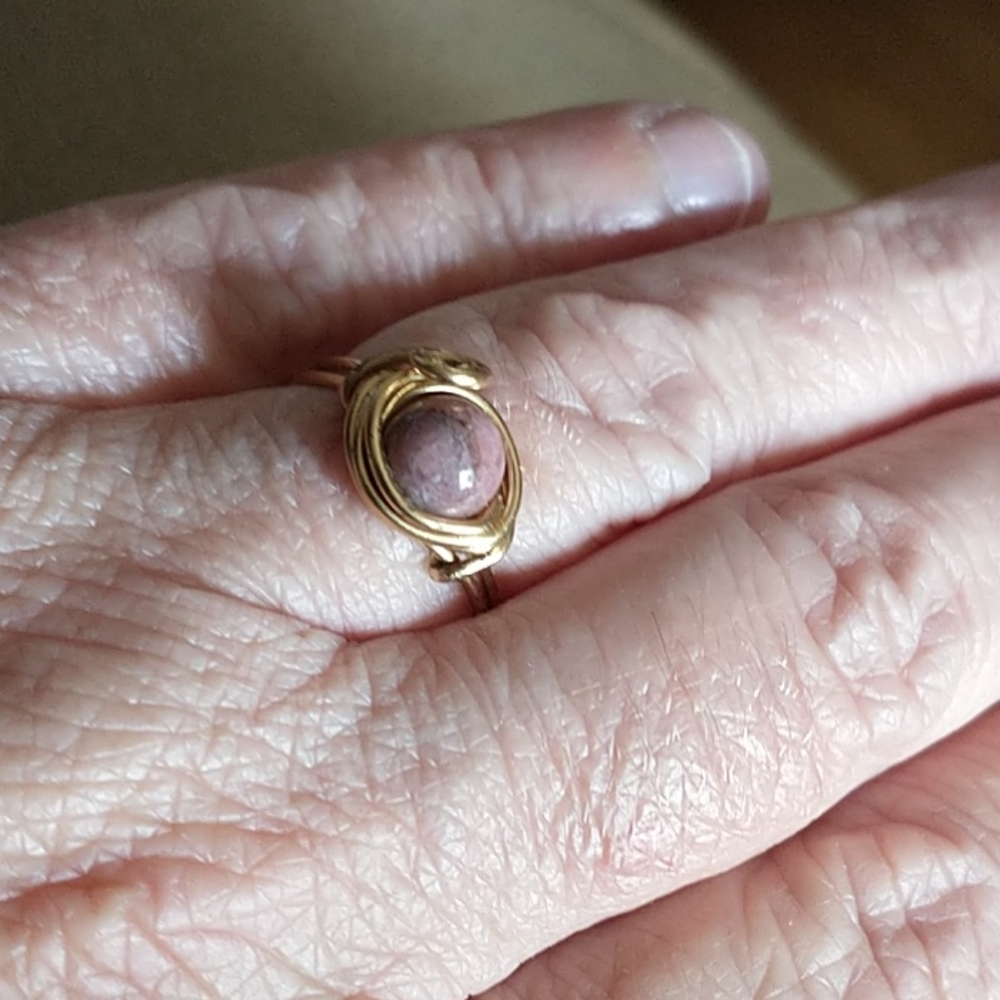 Hand crafted Rhodonite Wire Wrapped Ring